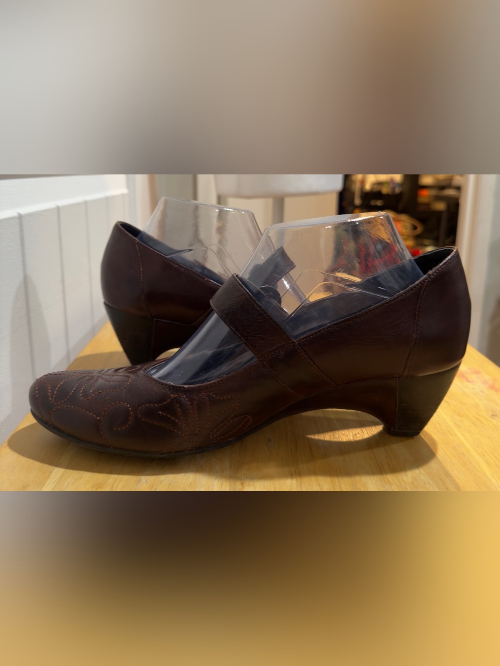 Pikolinos Ginebra Brown Leather Mary Jane Wedge Heels Buckle Strap Comfort Shoes - Picture 2 of 8